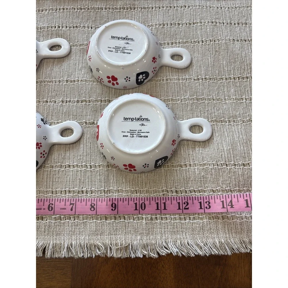 Temp-tations Pawfetti (4) Individual Handles Bowls Dog Cat Paw Prints Hearts